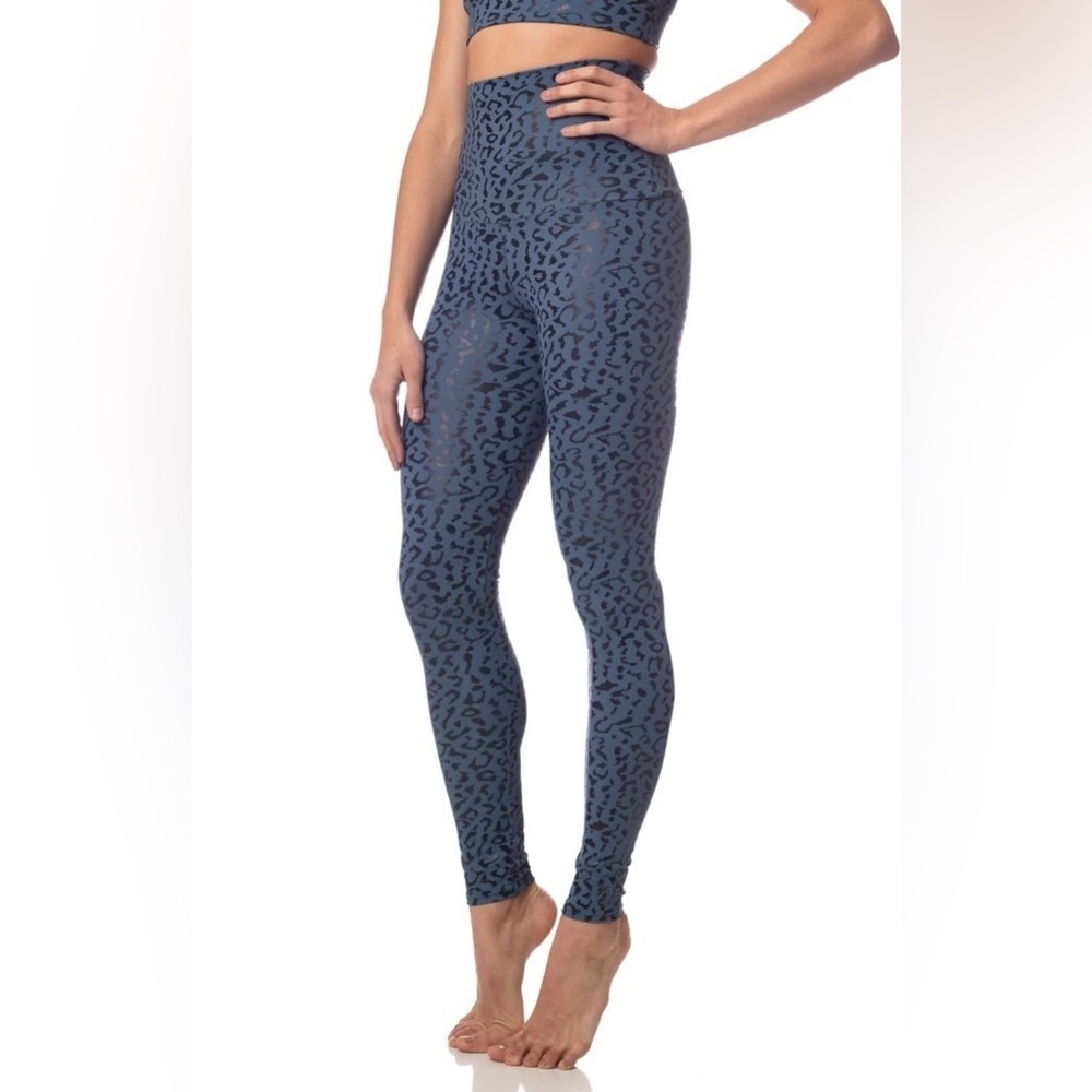 Emily Hsu Designs Blue Leopard Print High-Waist Leggings